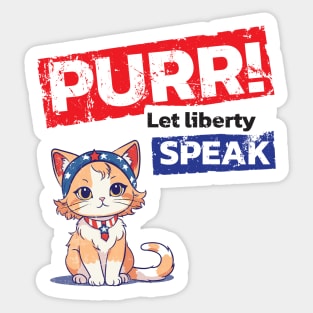 Celebrate Freedom: Cute Cat for Patriotic Purr-fection! Sticker